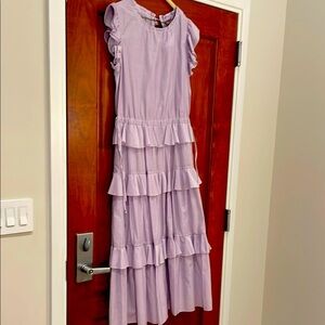 Katherine Kidd Lavender Ruffle Maxi flutter  sleeve dress